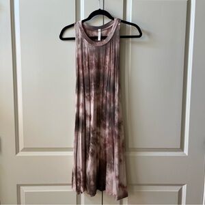 Brown and Cream Tie Dye look Sleeveless A line dress with pockets size Large